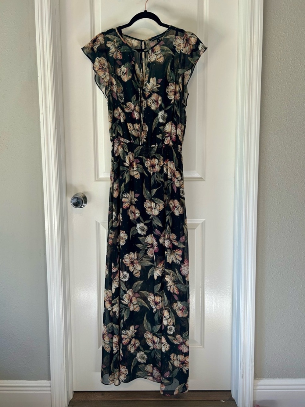 WHBM Floral Maxi Dress in Black and Floral print
